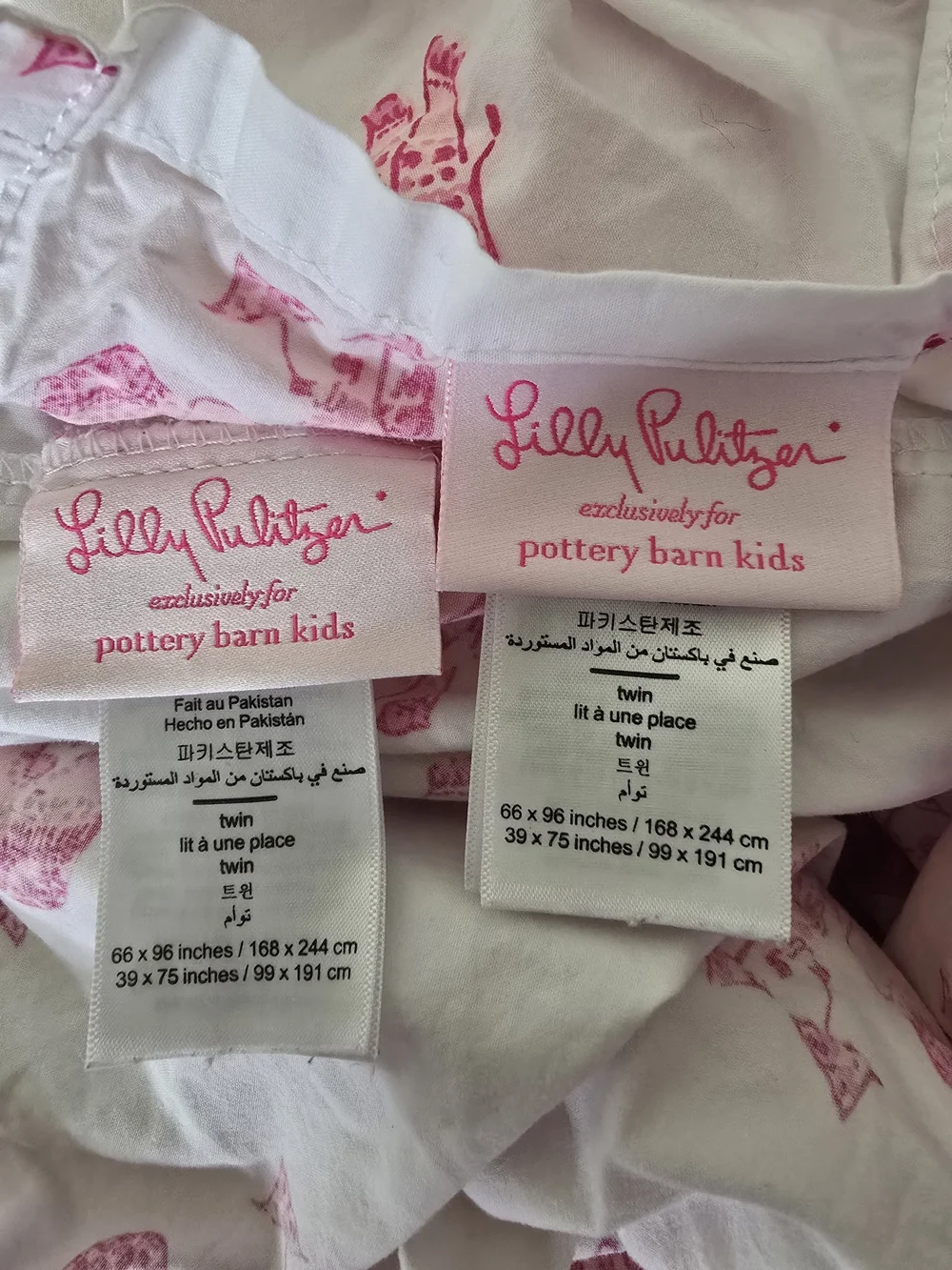 Pottery barn Kids Lilly Pulitzer Organic in Elephant Bazaar Sheets Pink Twin 2pc
